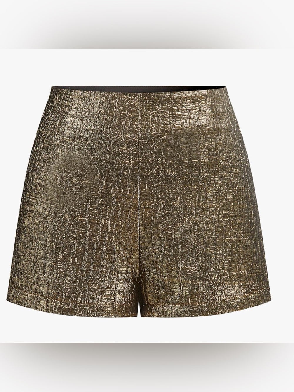 Commense High-Waist Metallic Gold Textured Shorts - Picture 3 of 12